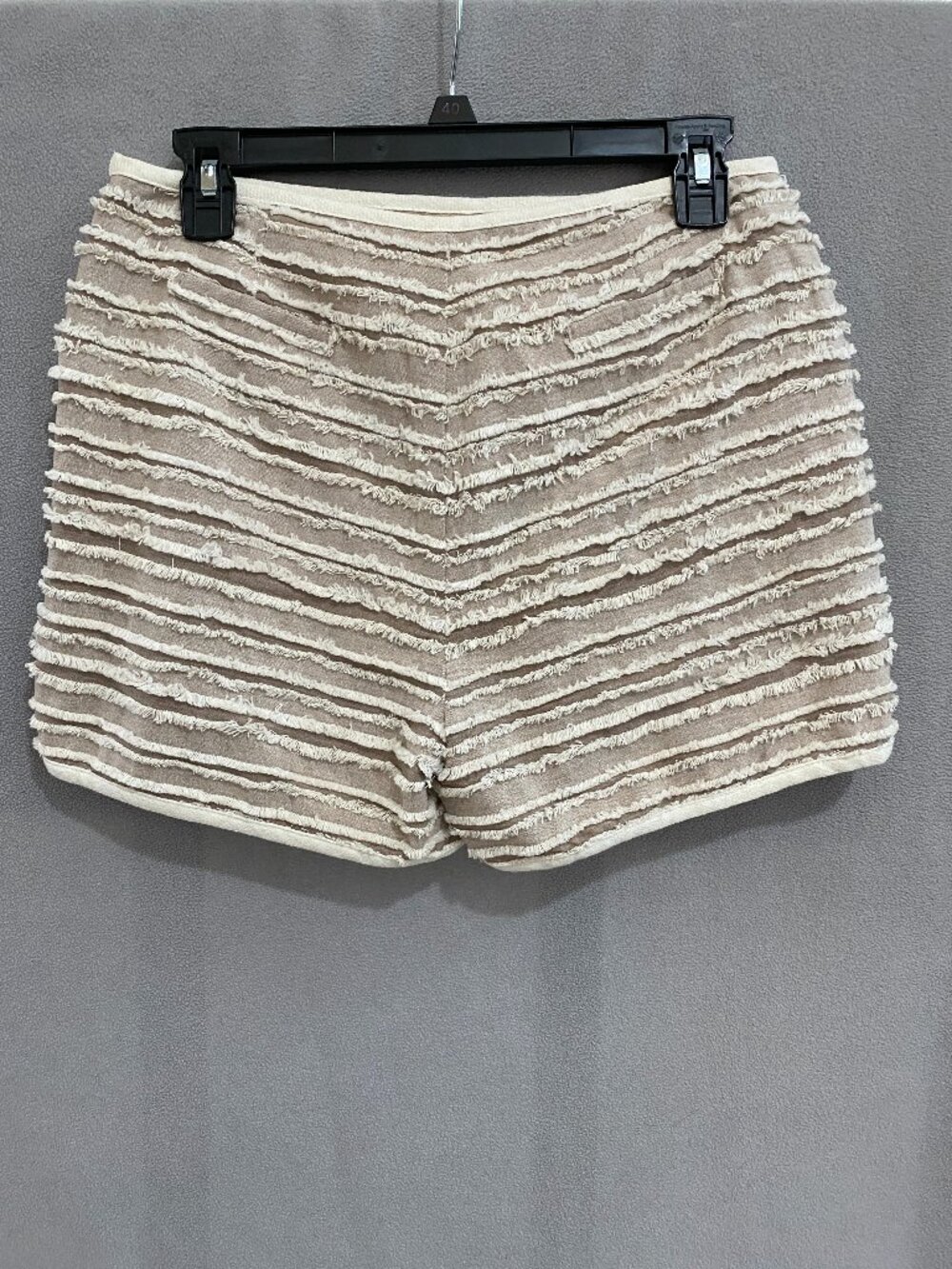 Moon River Beige Fringe Textured Linen Blend Shorts Size M Boho Coastal Chic